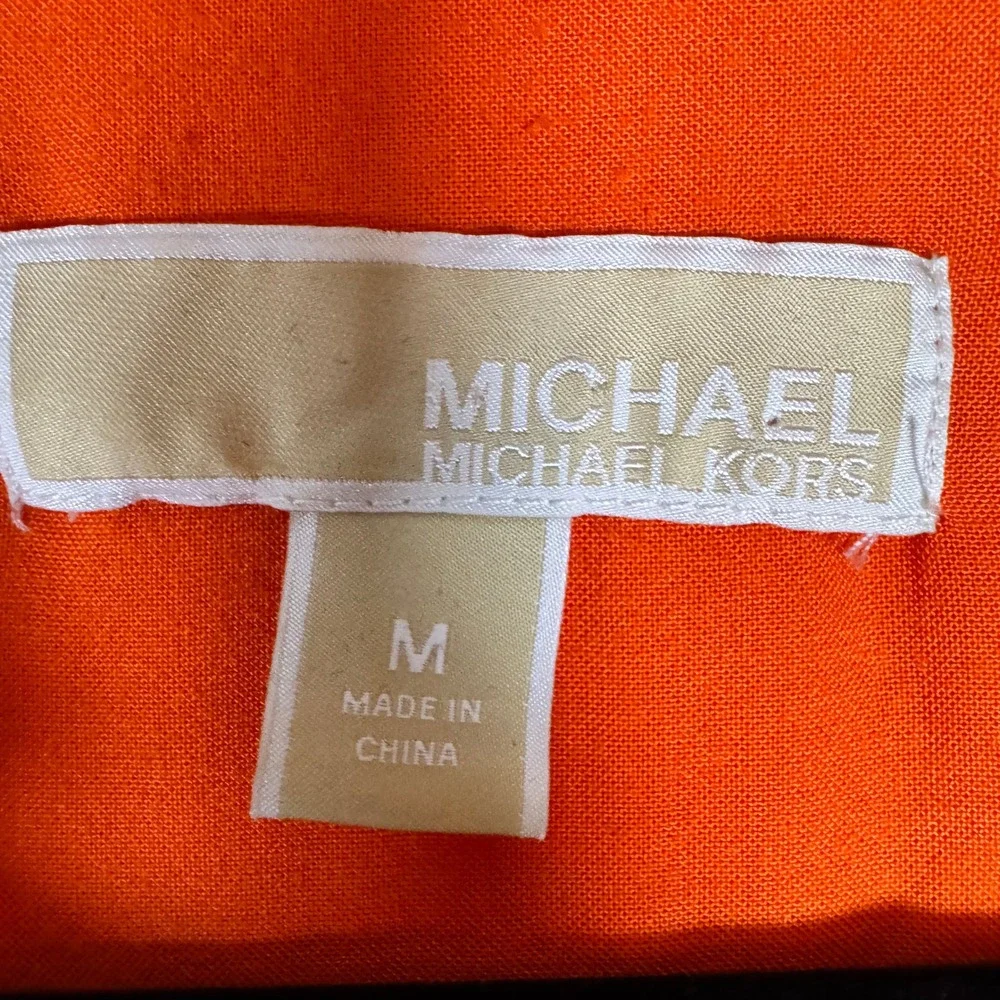 Michael Kors Shirt Dress Women Size M Orange Roll Tab Sleeve Bright Versatile